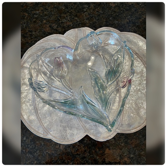 Mikasa-Tivoli Crystal Heart Shaped Tulip Serving Bowl/Platter-9 1/2" - Picture 2 of 7